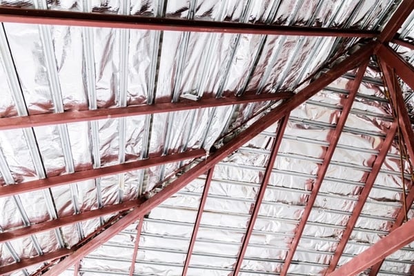 The ceiling of a Metal Building